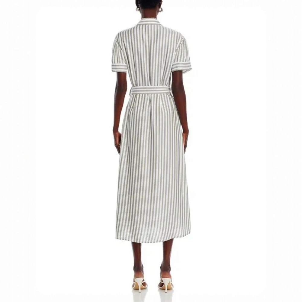 T Tahari Women's Striped Belted Shirtdress – Green, Size 10 | Classic Nautica - Picture 5 of 6